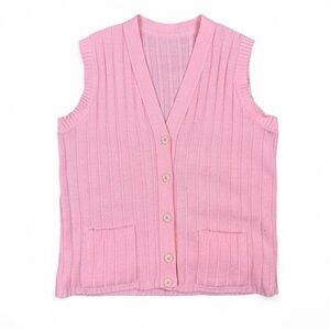 Vintage Pink Sleeveless Cardigan